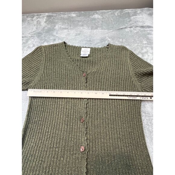 Bentley Womens Medium Olive Green Knit Cardigan - Silk & Rayon Blend Boho Fairy - Picture 4 of 11